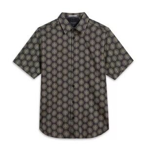 Ted Baker Pearse Geometric Circle Print Short Sleeve Shirt Size 3 Medium